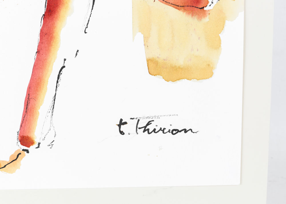 Terry Thirion Original Ink on Paper "Attempting Yoga"