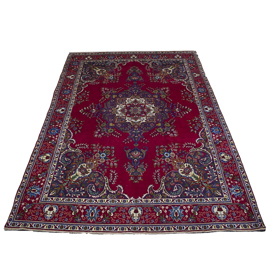 Hand-Knotted Persian Tabriz Wool Area Rug