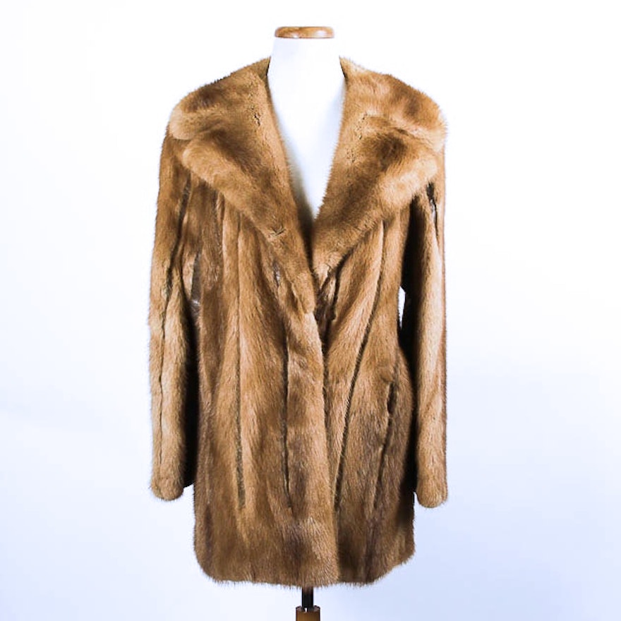 Hudson's Brown Mink Fur Car Coat