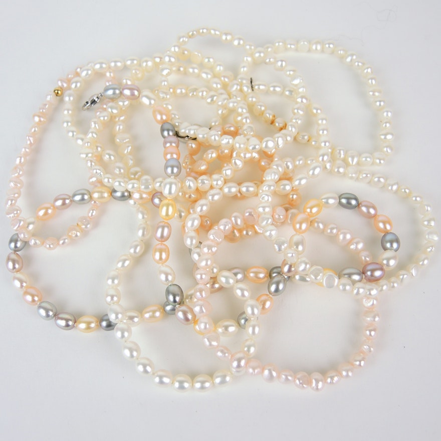 Sterling Freshwater Pearl Necklaces and Bracelets