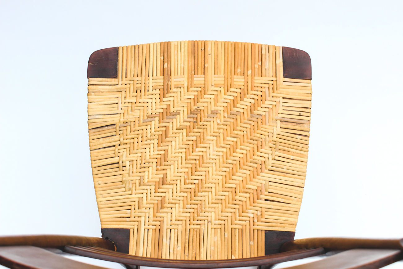 Dark Wood and Wicker Rocking Chair