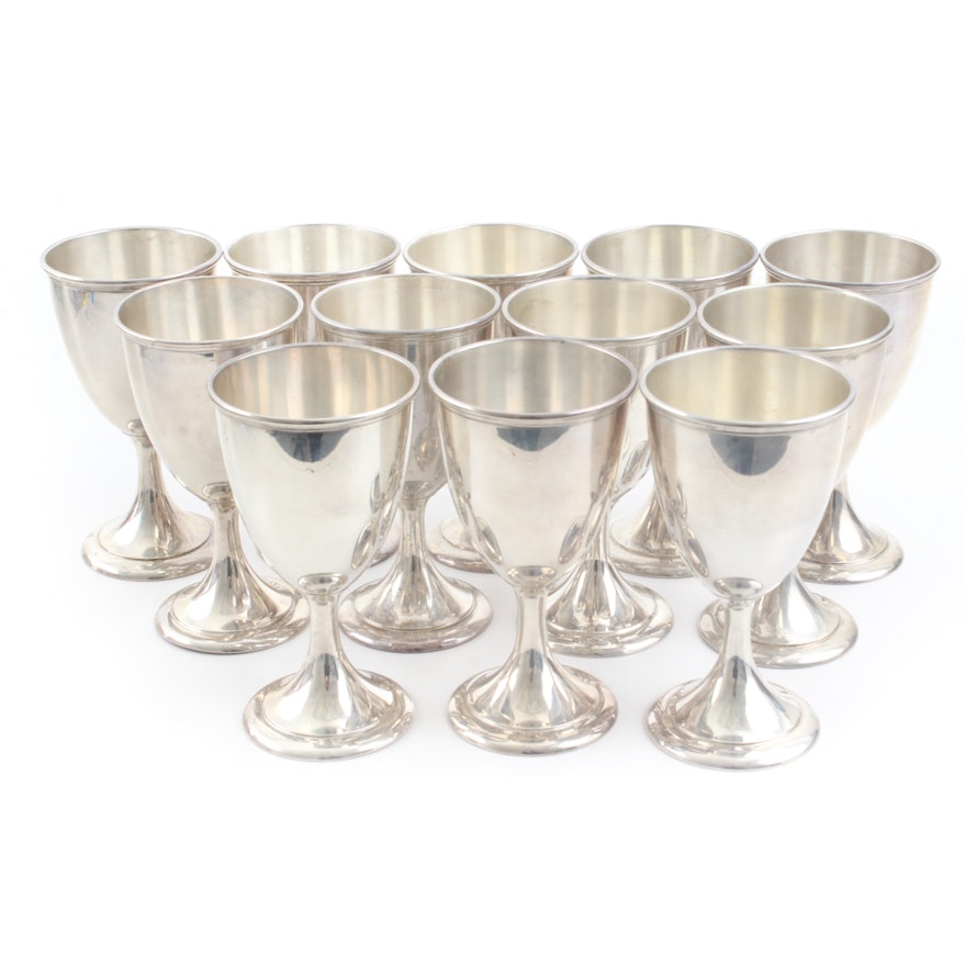 Simpson, Hall, Miller & Co. Sterling Silver Wine Goblets for Twelve