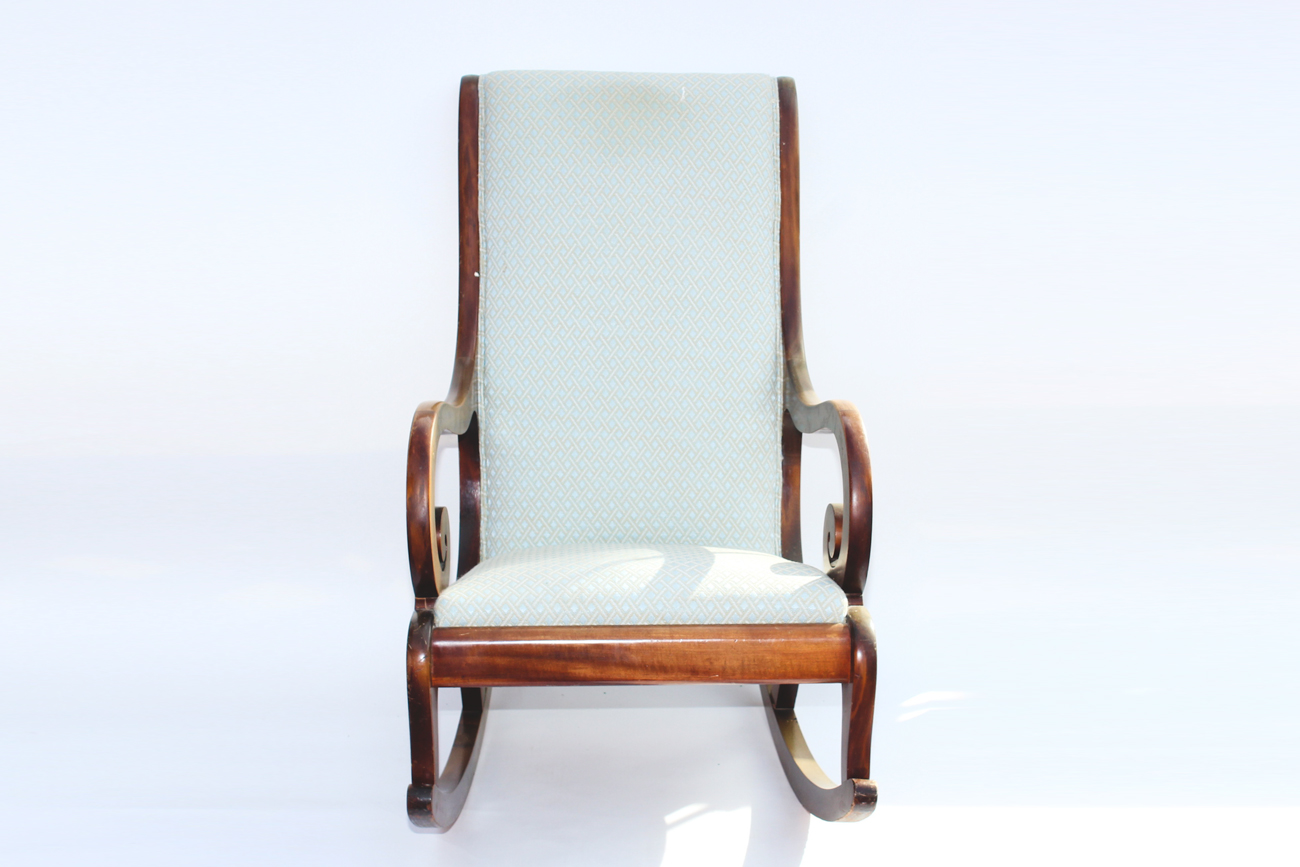 Vintage Upholstered Wooden Rocking Chair