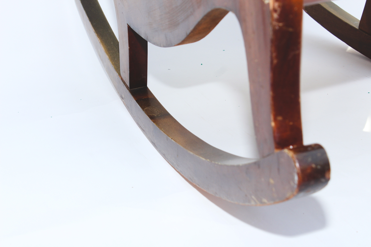 Vintage Upholstered Wooden Rocking Chair