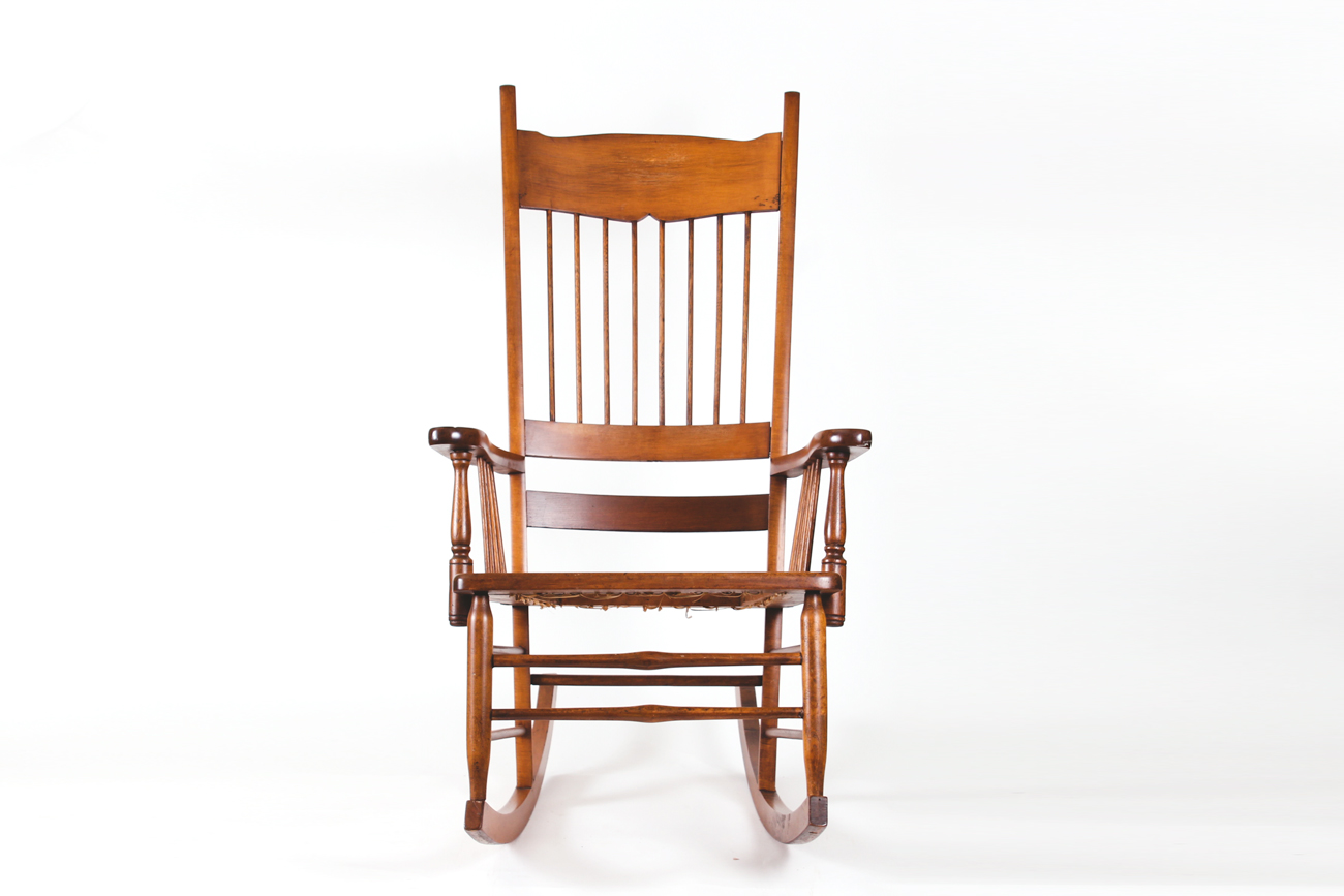 Vintage Wooden and Wicker Rocking Chair