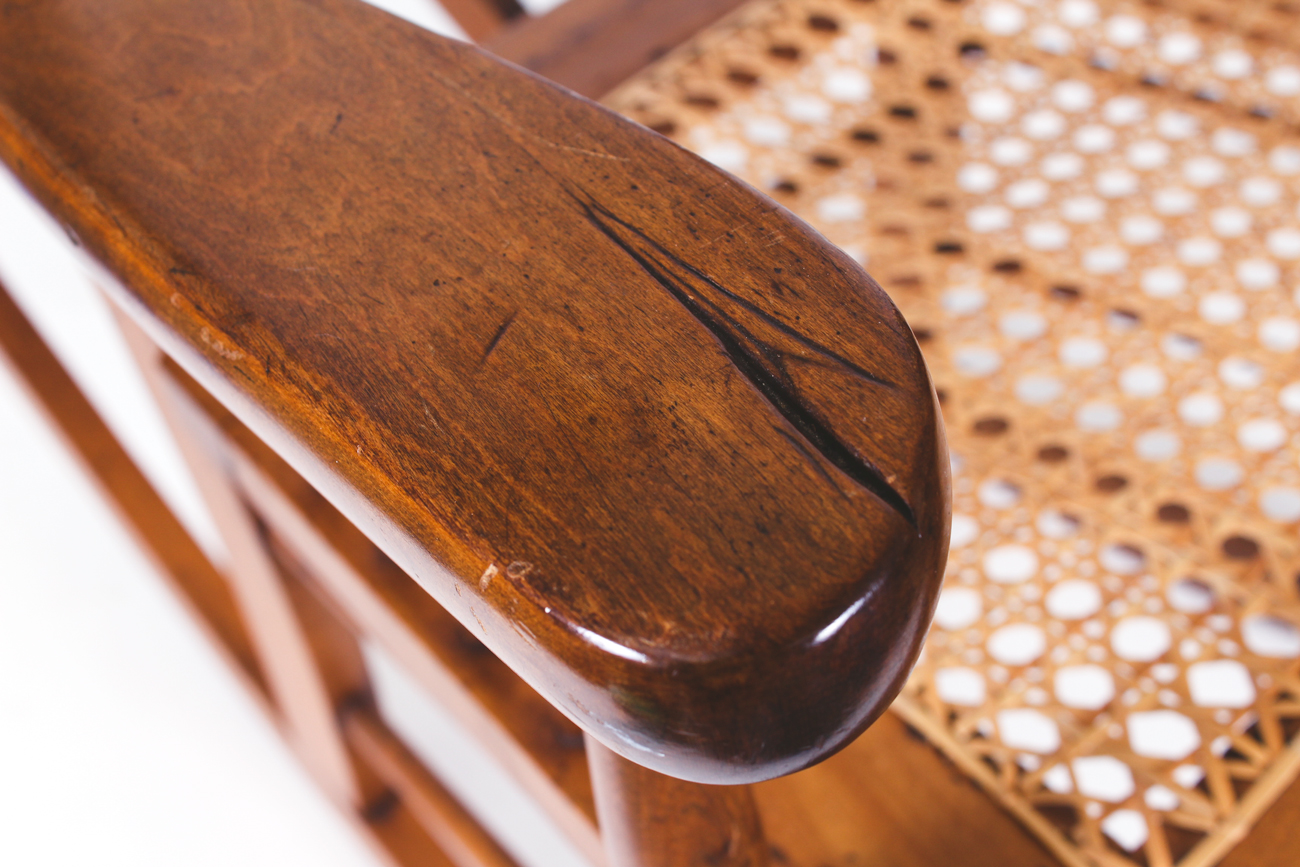 Vintage Wooden and Wicker Rocking Chair