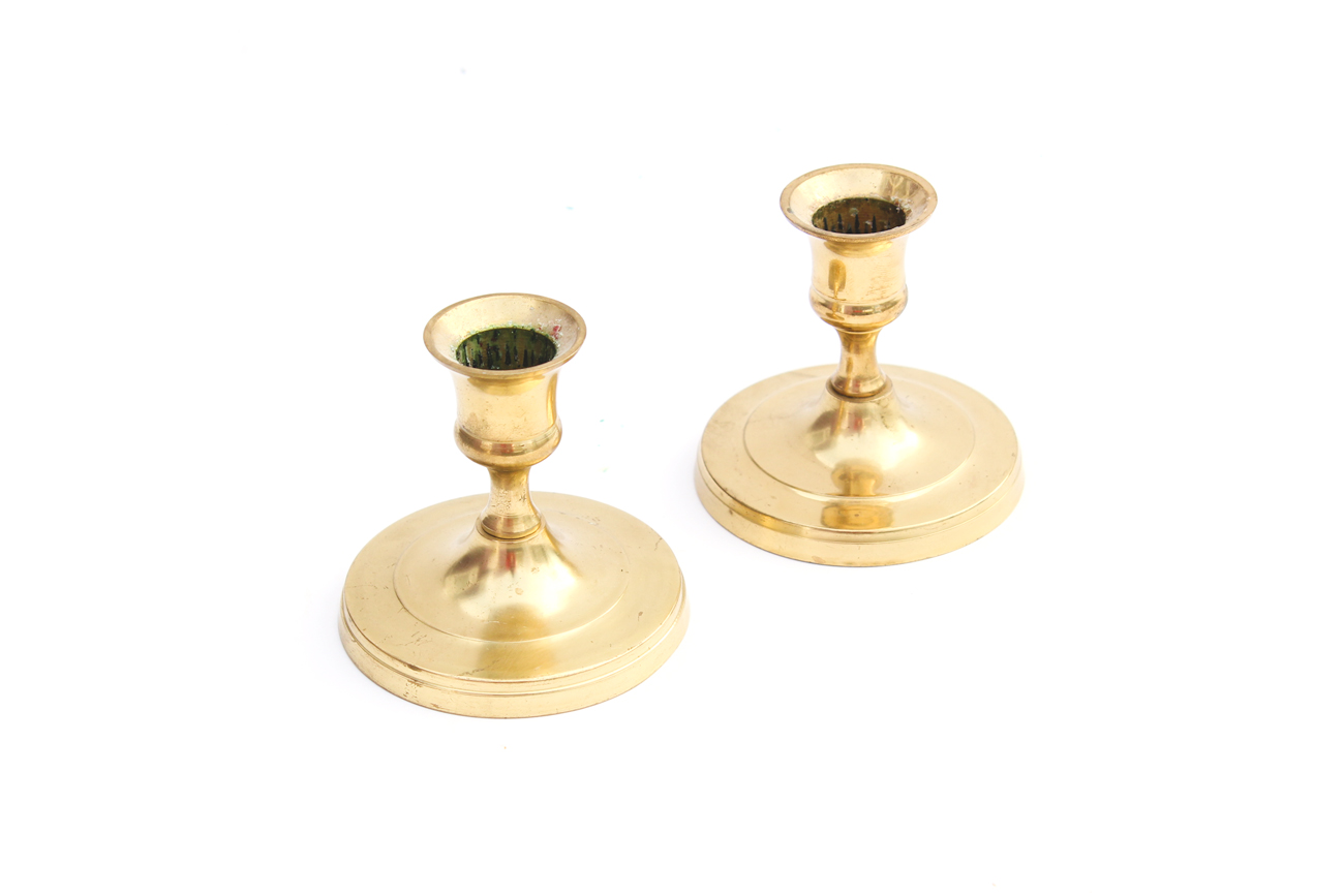 Grouping of Brass Candle Holders