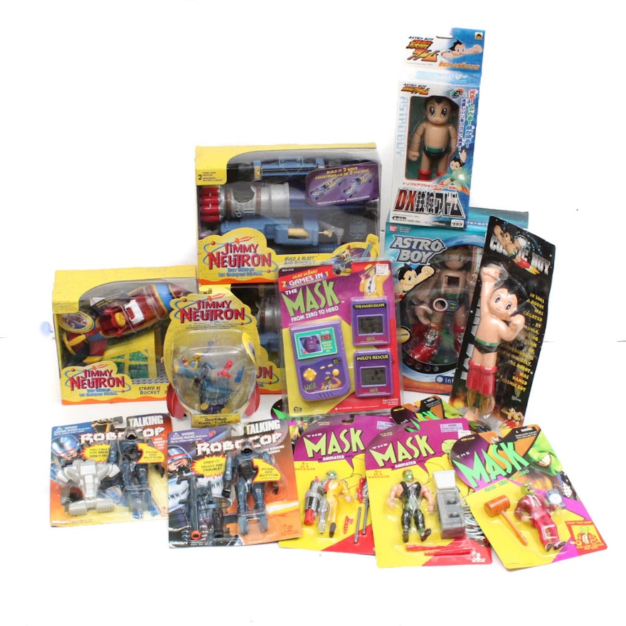 Action Figures Including "Jimmy Nutrino", "The Mask" and "Cosmic Boy"