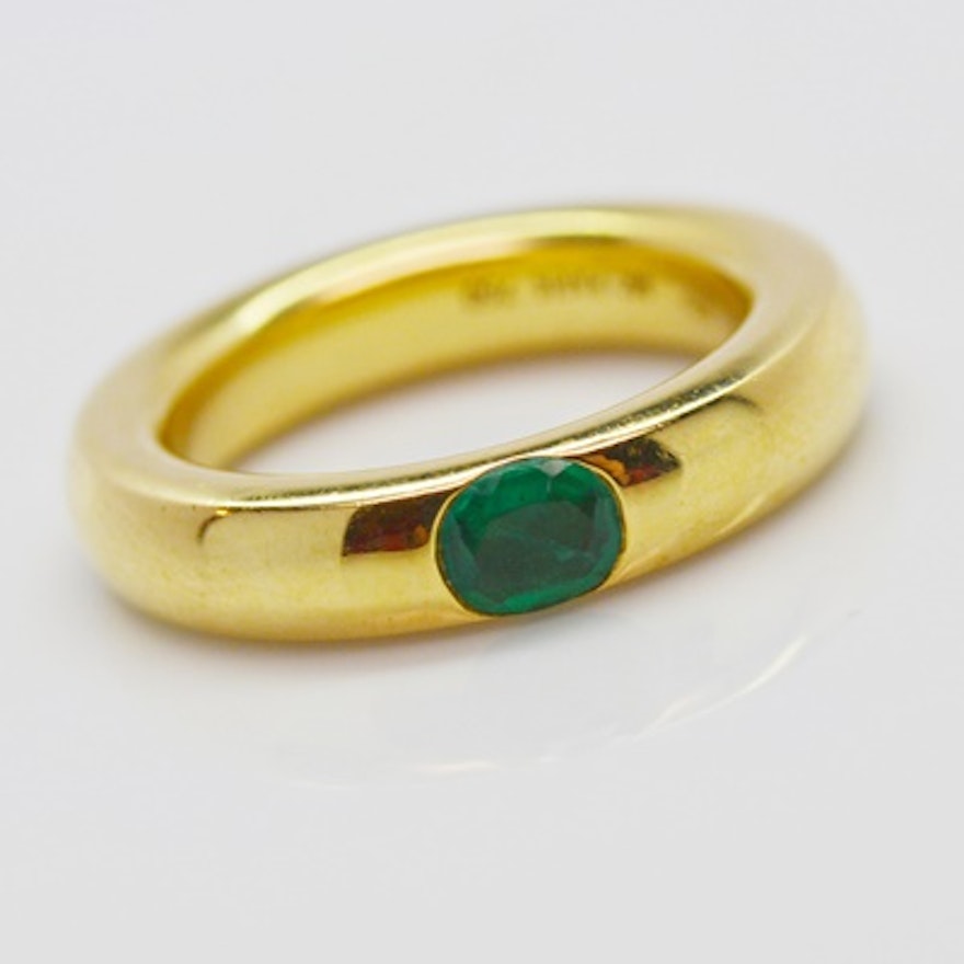 18K Yellow Gold Emerald Ring