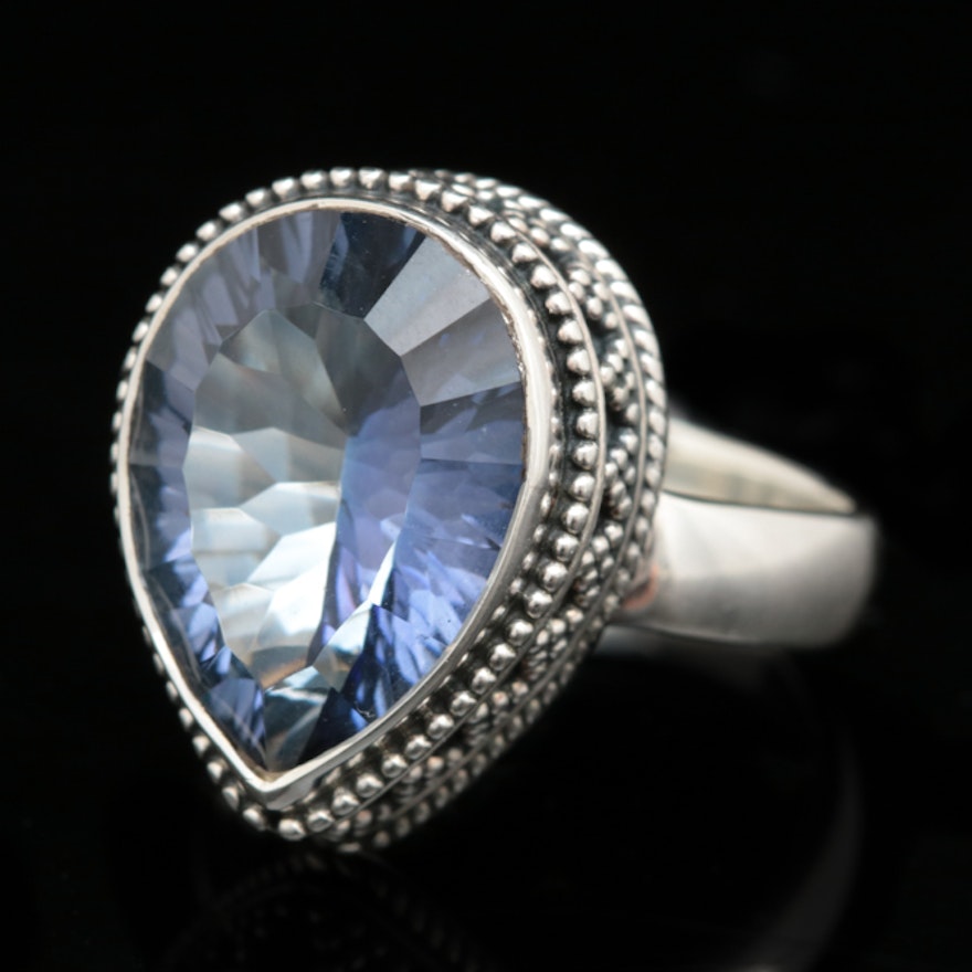 Robert Manse Sterling Silver and Coated Blue Quartz Ring
