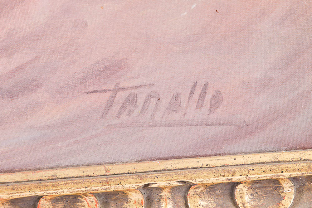 Tanallo Original Oil Painting on Canvas, Boats in Harbor