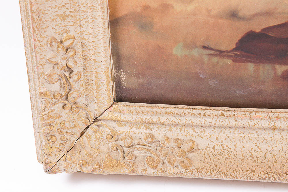 Framed Vintage Offset Lithograph Print on Board