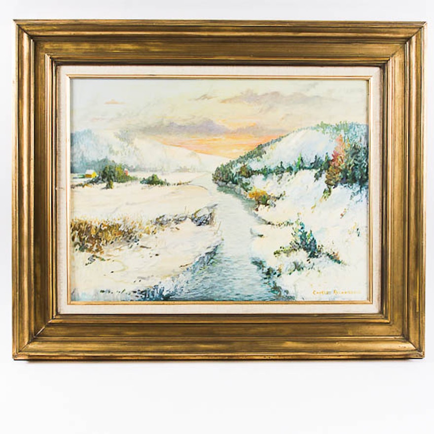 Charles Richardson Mountain Landscape Oil Painting on Canvas