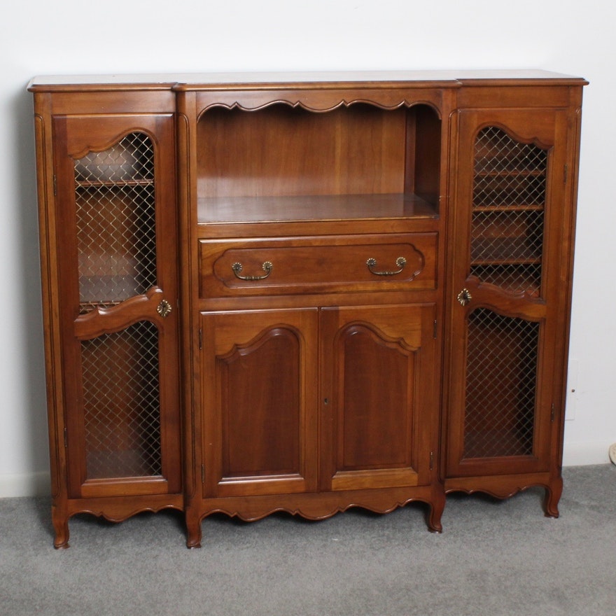 Vintage Louis XIV Style Cherry Break Front Cabinet