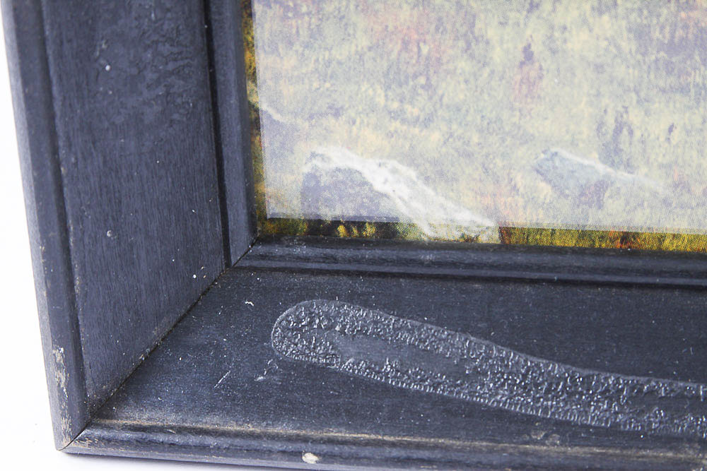 Vintage Framed Chromolithograph Print of Mountain Landscape