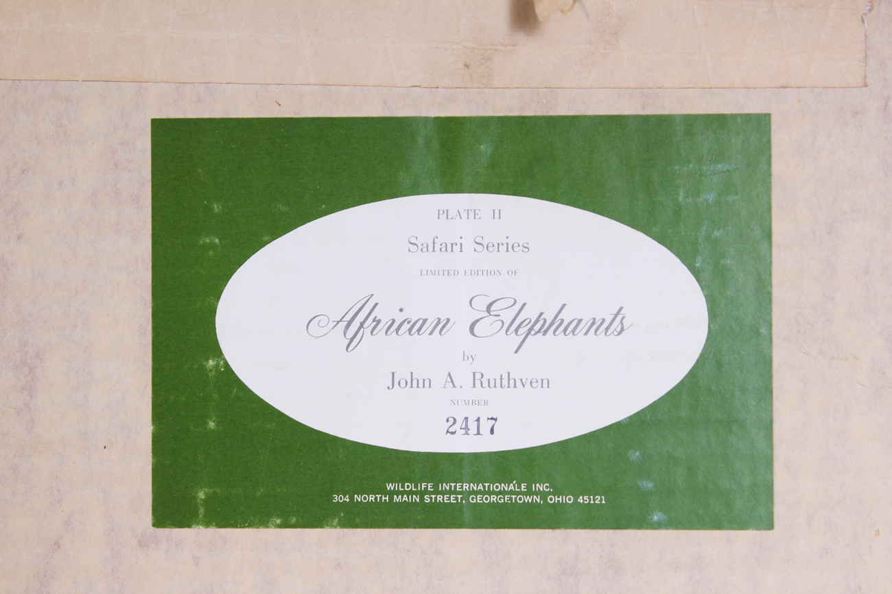 John Ruthven Limited Edition Offset Lithograph "African Elephants"