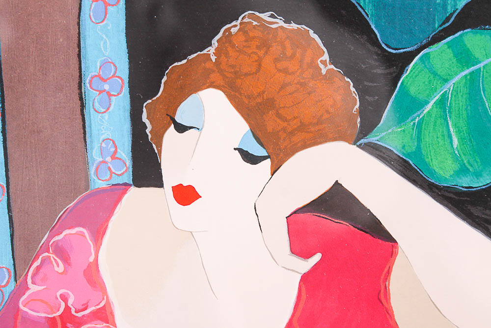 Serigraph by Itzchak Tarkay "Elaborate Surroundings"