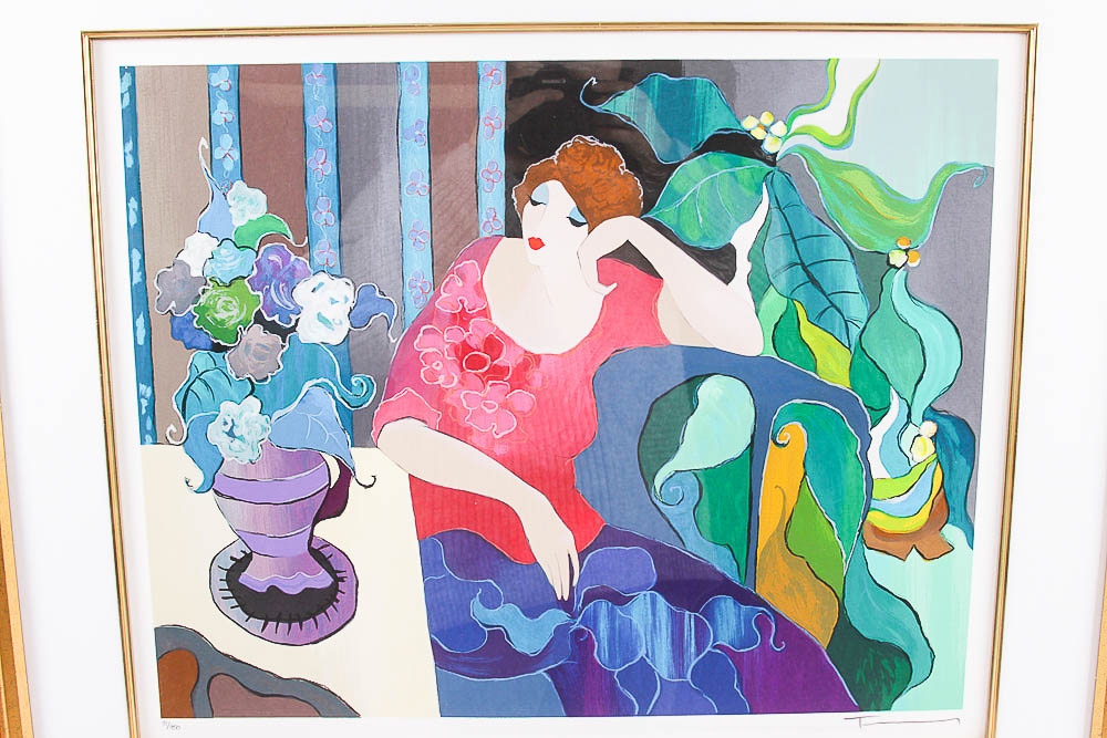 Serigraph by Itzchak Tarkay "Elaborate Surroundings"