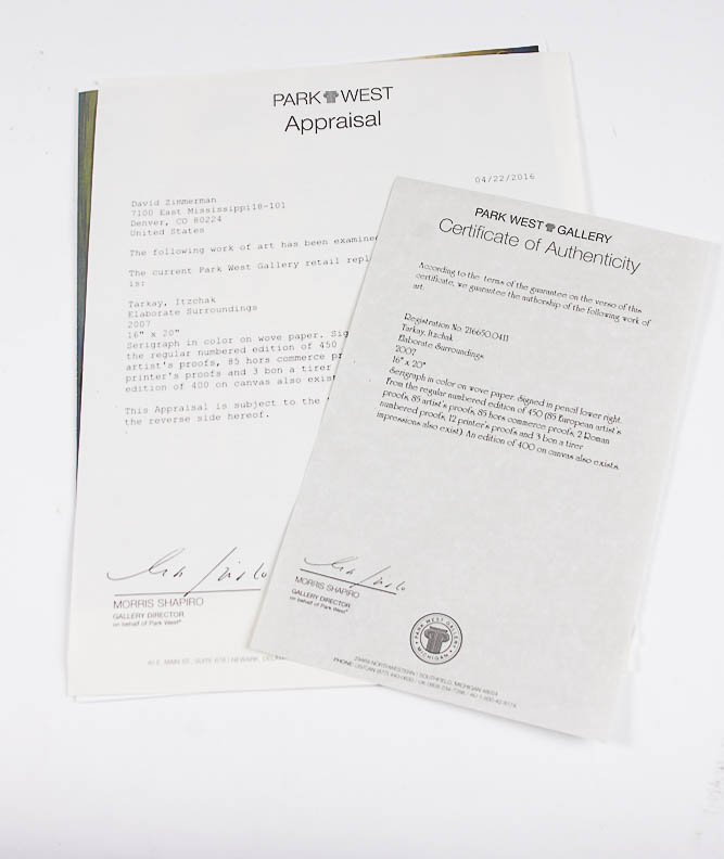 Serigraph by Itzchak Tarkay "Elaborate Surroundings"