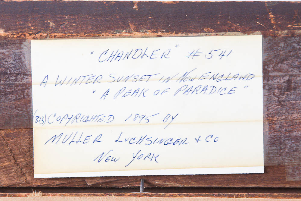 Chromolithograph Print after 1895 Drawing "A Winter Sunset in New England"