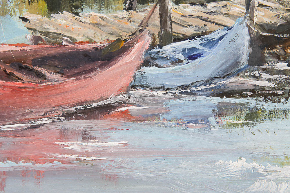 Ina S. Oyler Oil Painting on Canvas of Tropical Beach Scene