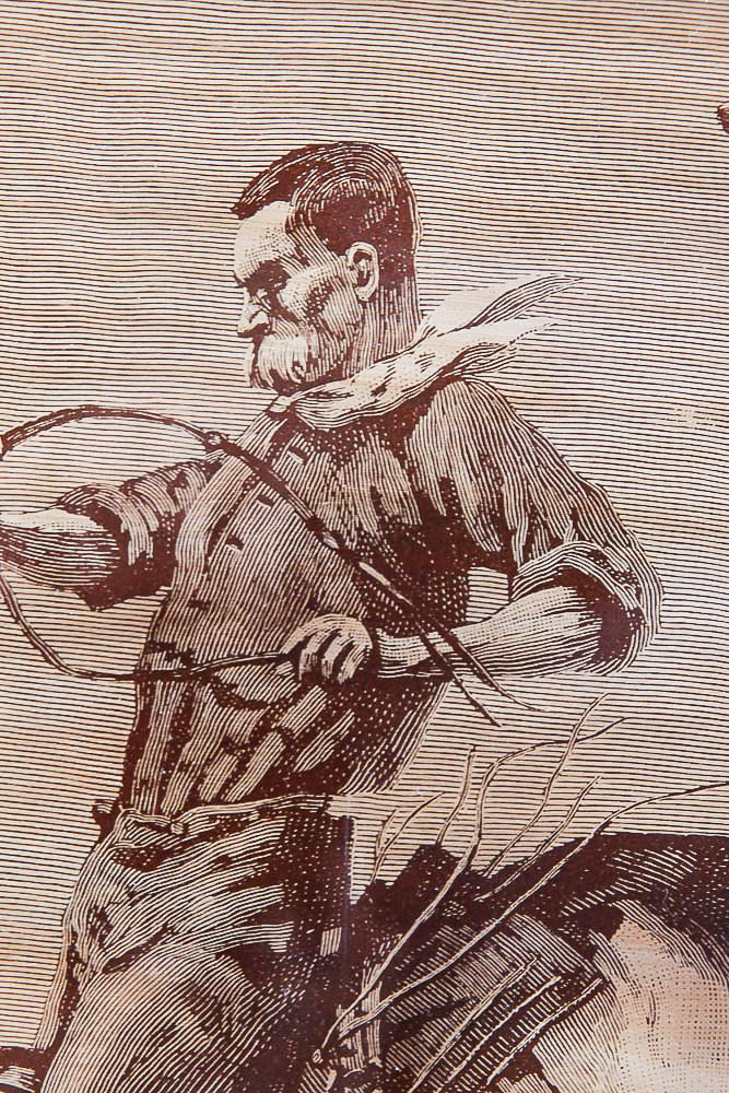 Print on Glass After Frederick Remington Engraving "Bucking Bronco"