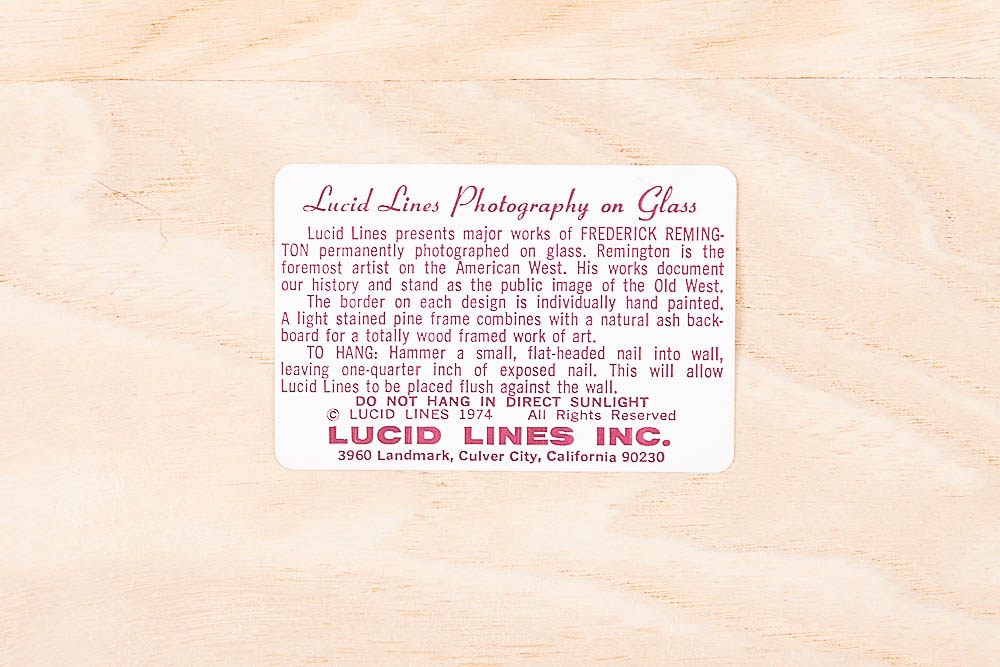 Print on Glass After Frederick Remington Engraving "Bucking Bronco"