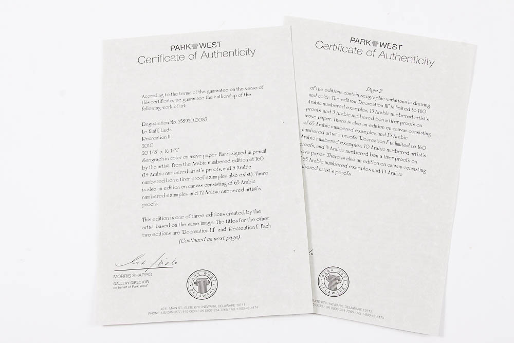 Serigraph by Linda Le Kinff "Recreation II"