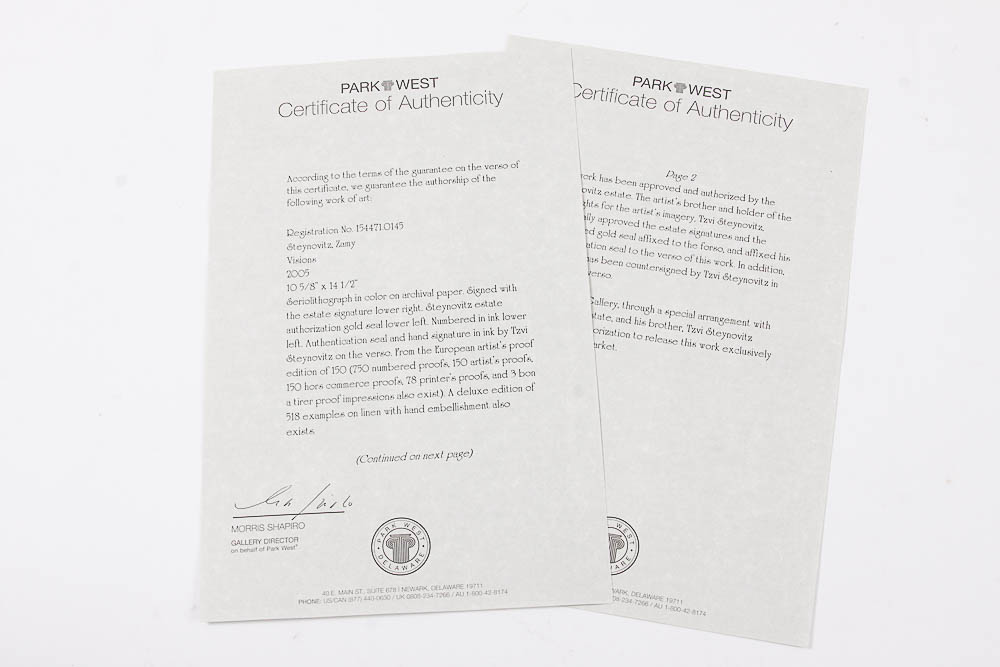 2005 Seriolithograph "Visions" by Zamy Steynovitz