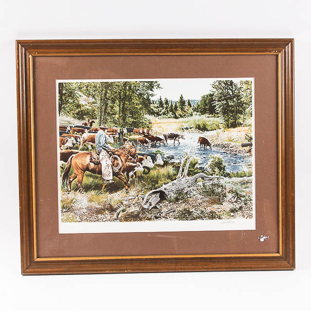 Signed Original Lithograph by Paul Calle "On The Trail" 1980