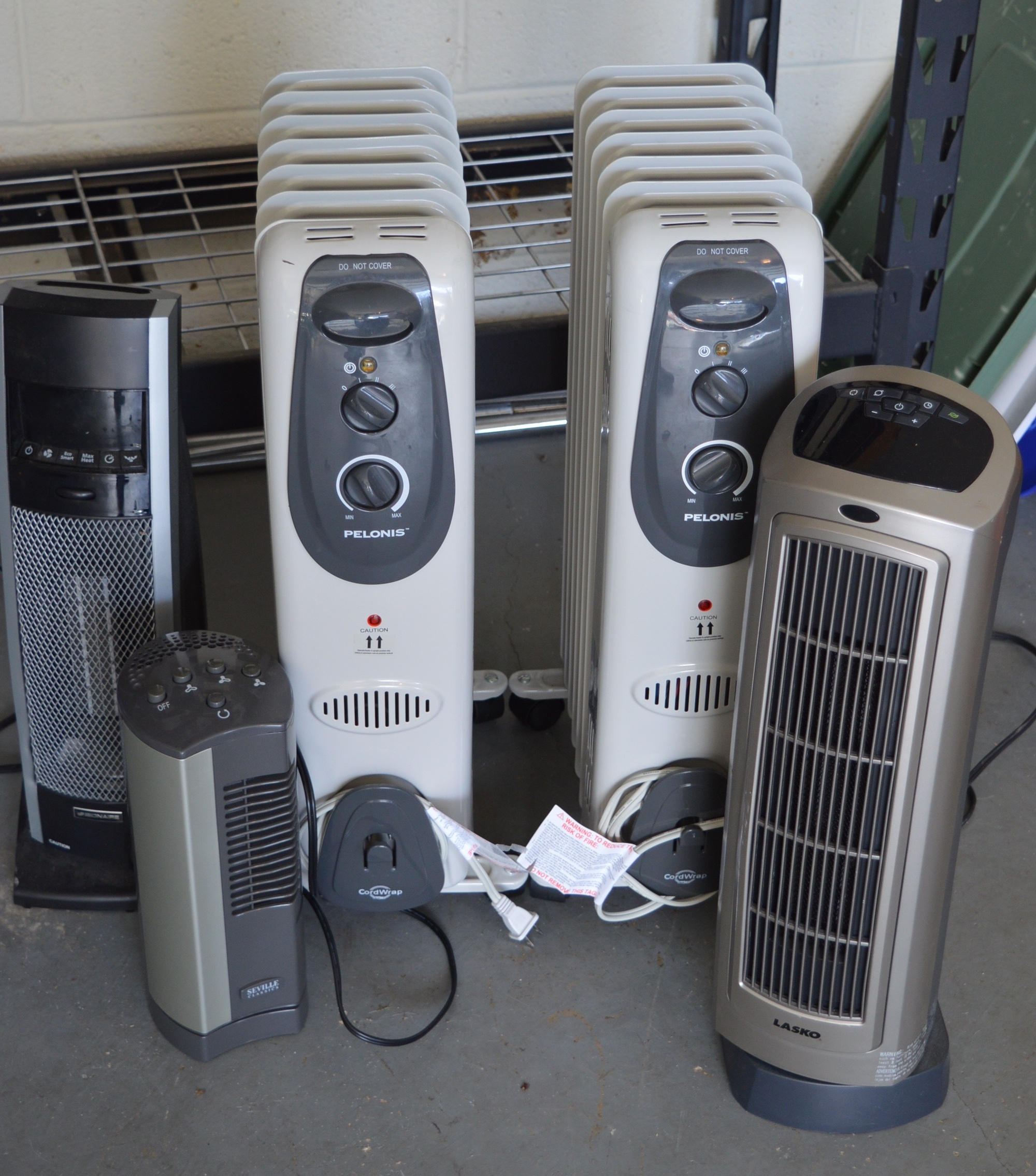Grouping of Electric Heaters and Lasko Ion Standing Fan