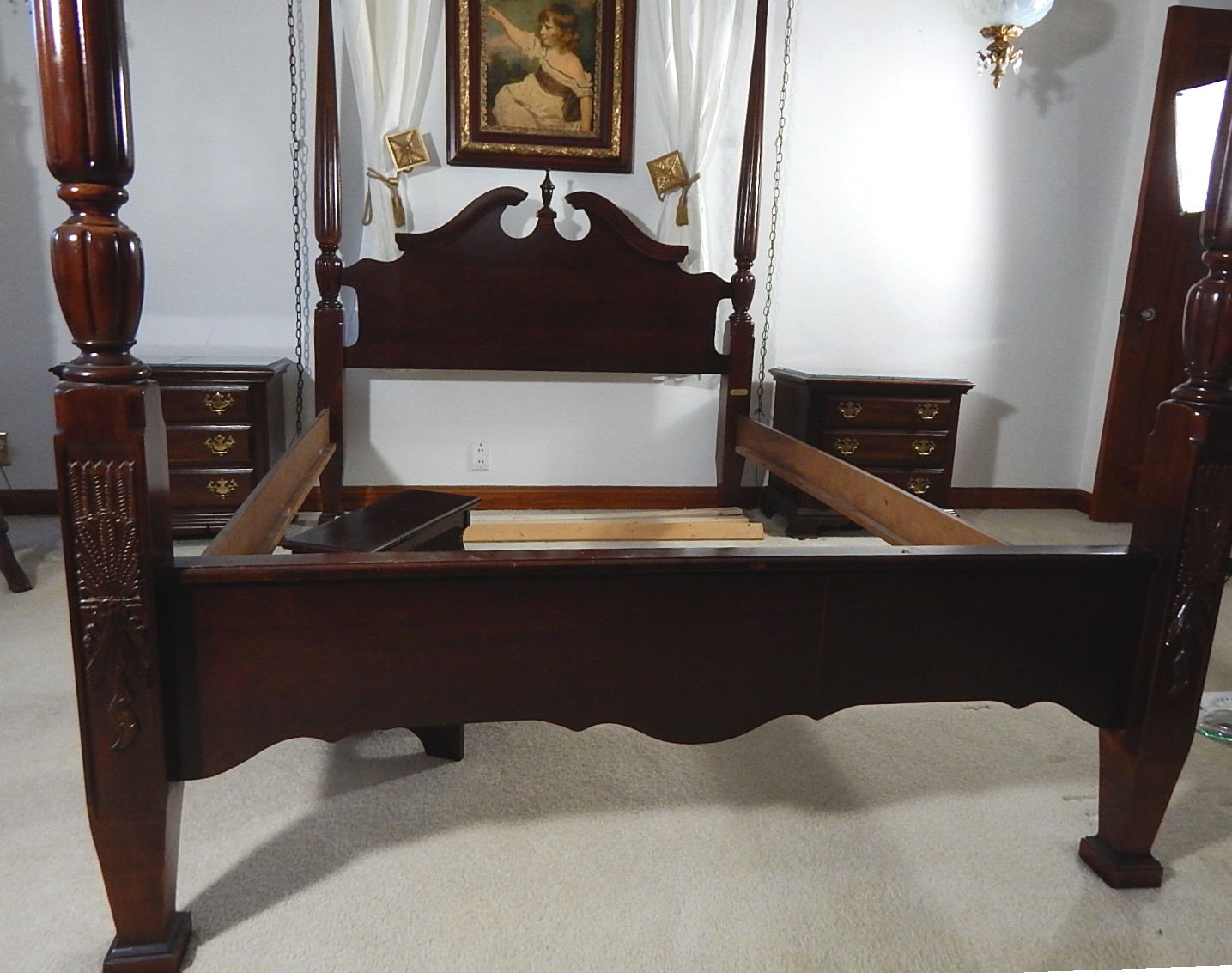 Queen Size Cherry Poster Bed by Cochran with Bed Stairs