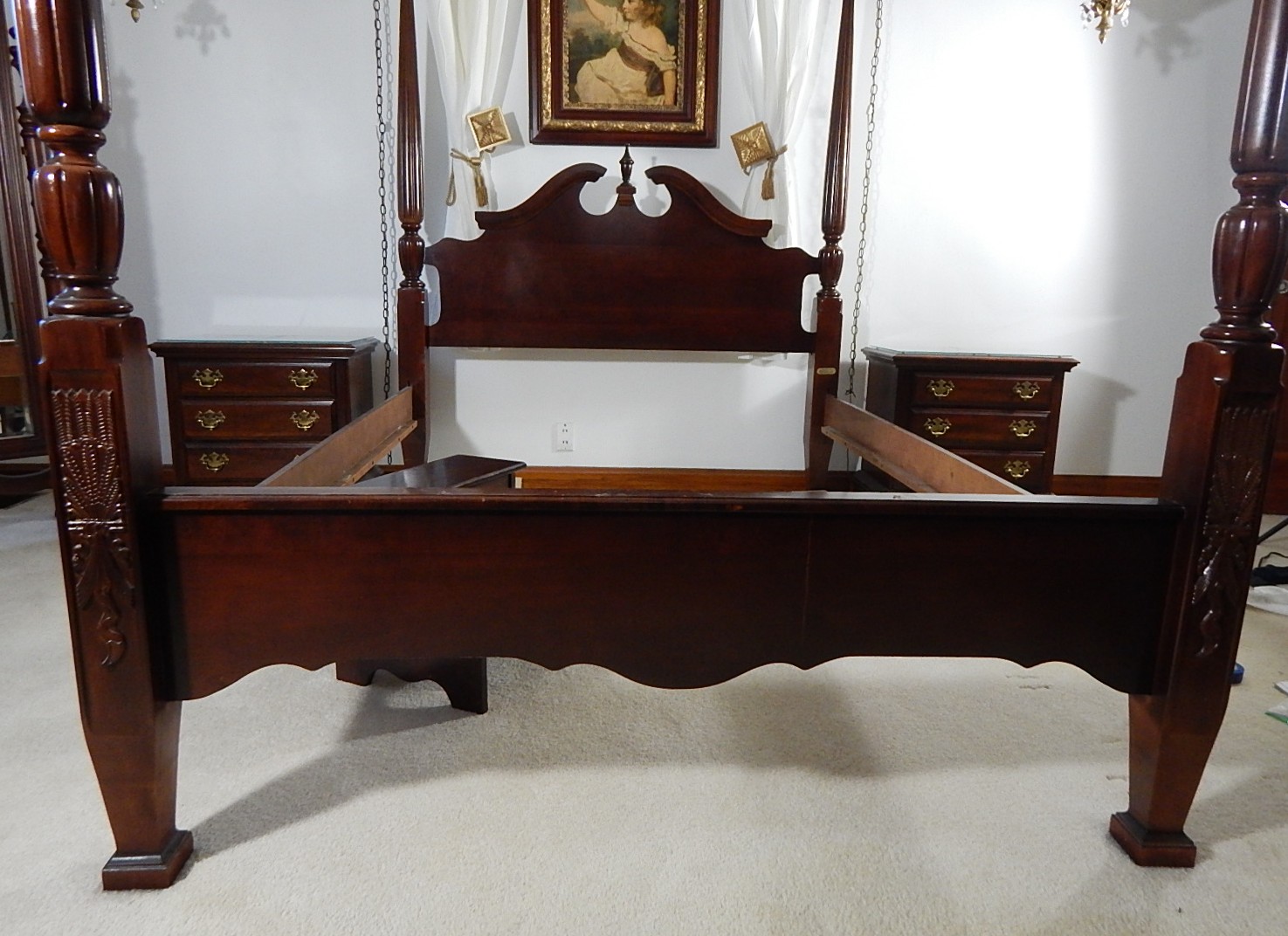 Queen Size Cherry Poster Bed by Cochran with Bed Stairs