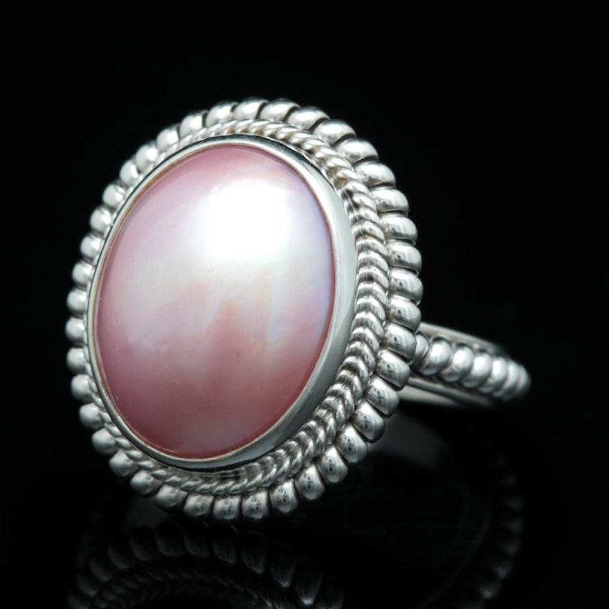 Robert Manse Sterling Silver and Pink Mabé Pearl Ring