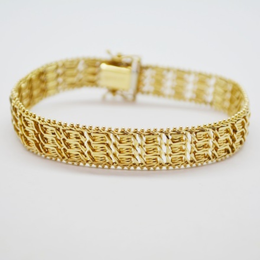 14K Yellow Gold Woven Link Bracelet