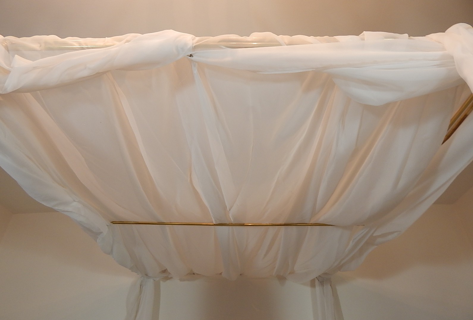 Brass Canopy Bed with Bedding