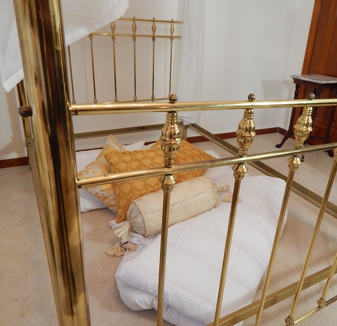 Brass Canopy Bed with Bedding