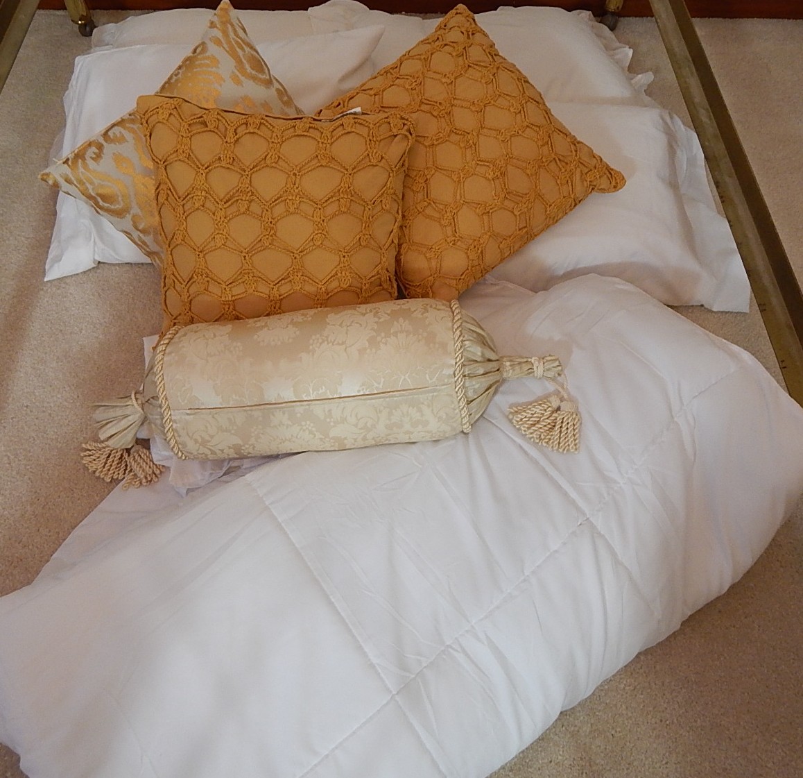 Brass Canopy Bed with Bedding