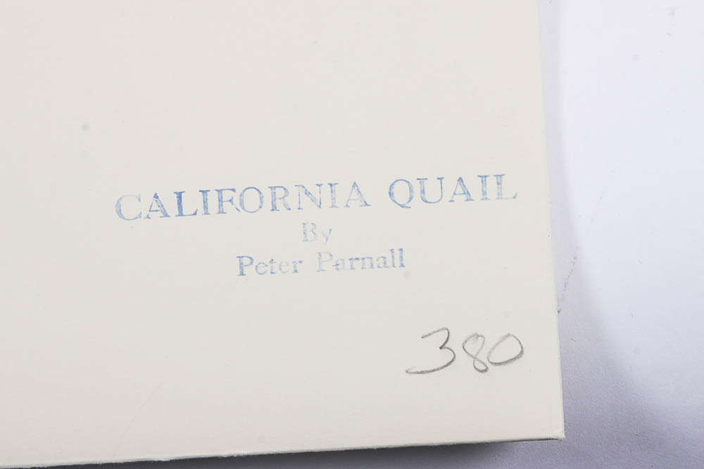 Signed Limited Edition Serigraph "California Quail" by Peter Parnell