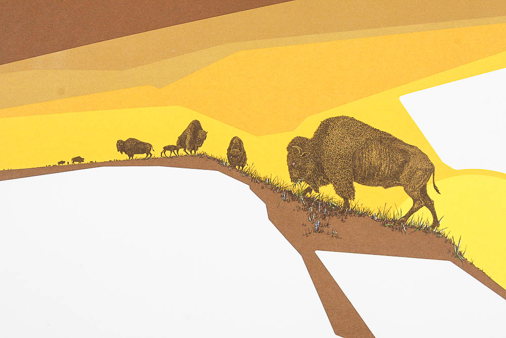 Signed Limited Edition Serigraph by Peter Parnall "Bison"