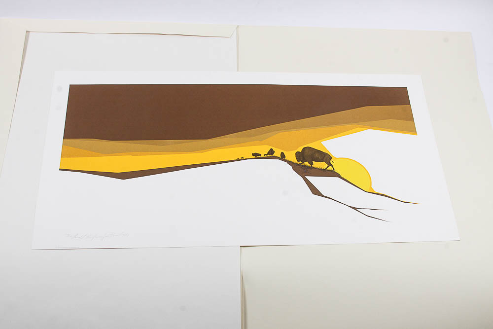Signed Limited Edition Serigraph by Peter Parnall "Bison"