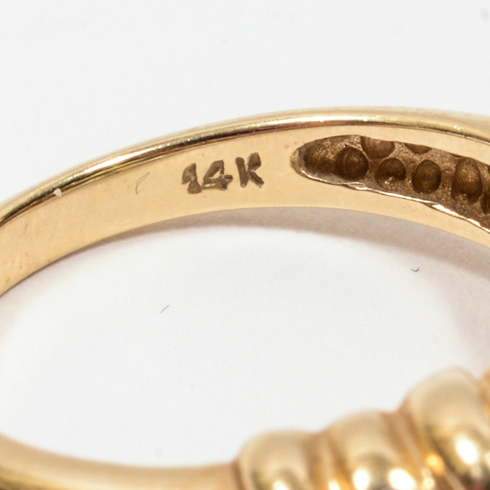 14K Yellow Diamond And Gold Lime Quartz Ring