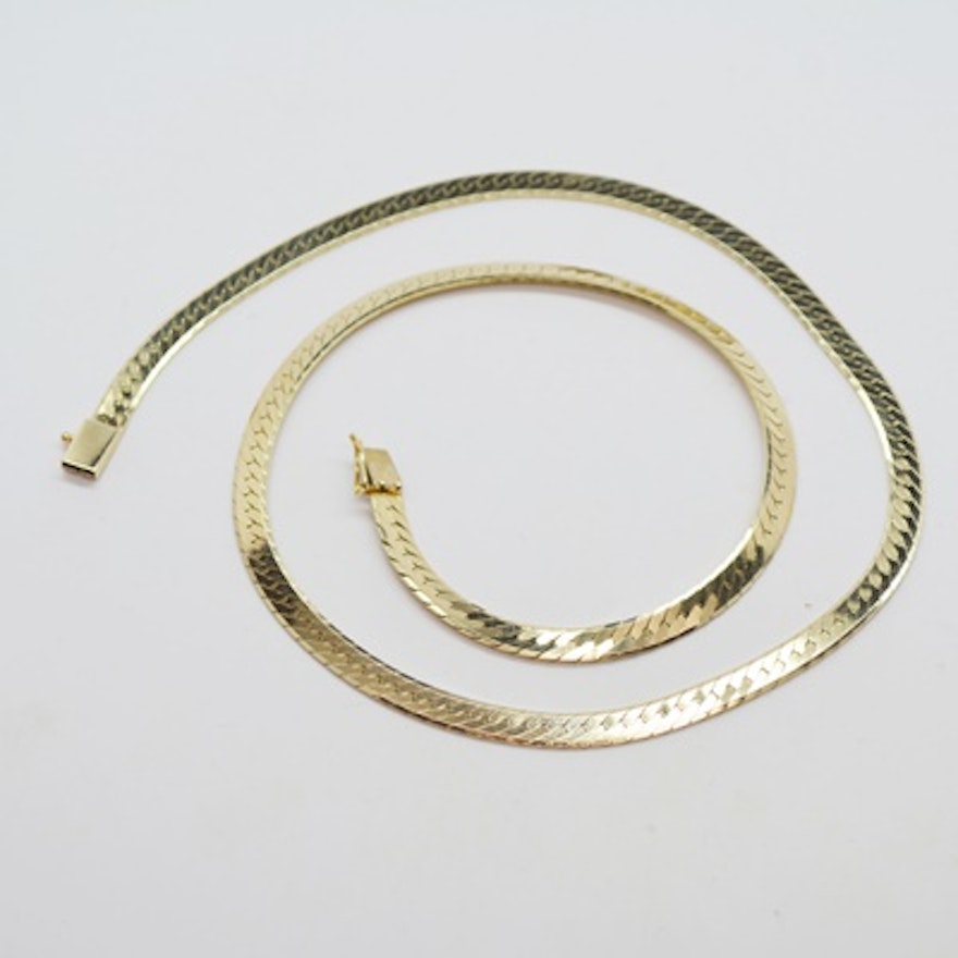14K Yellow Gold 18" Herringbone Necklace