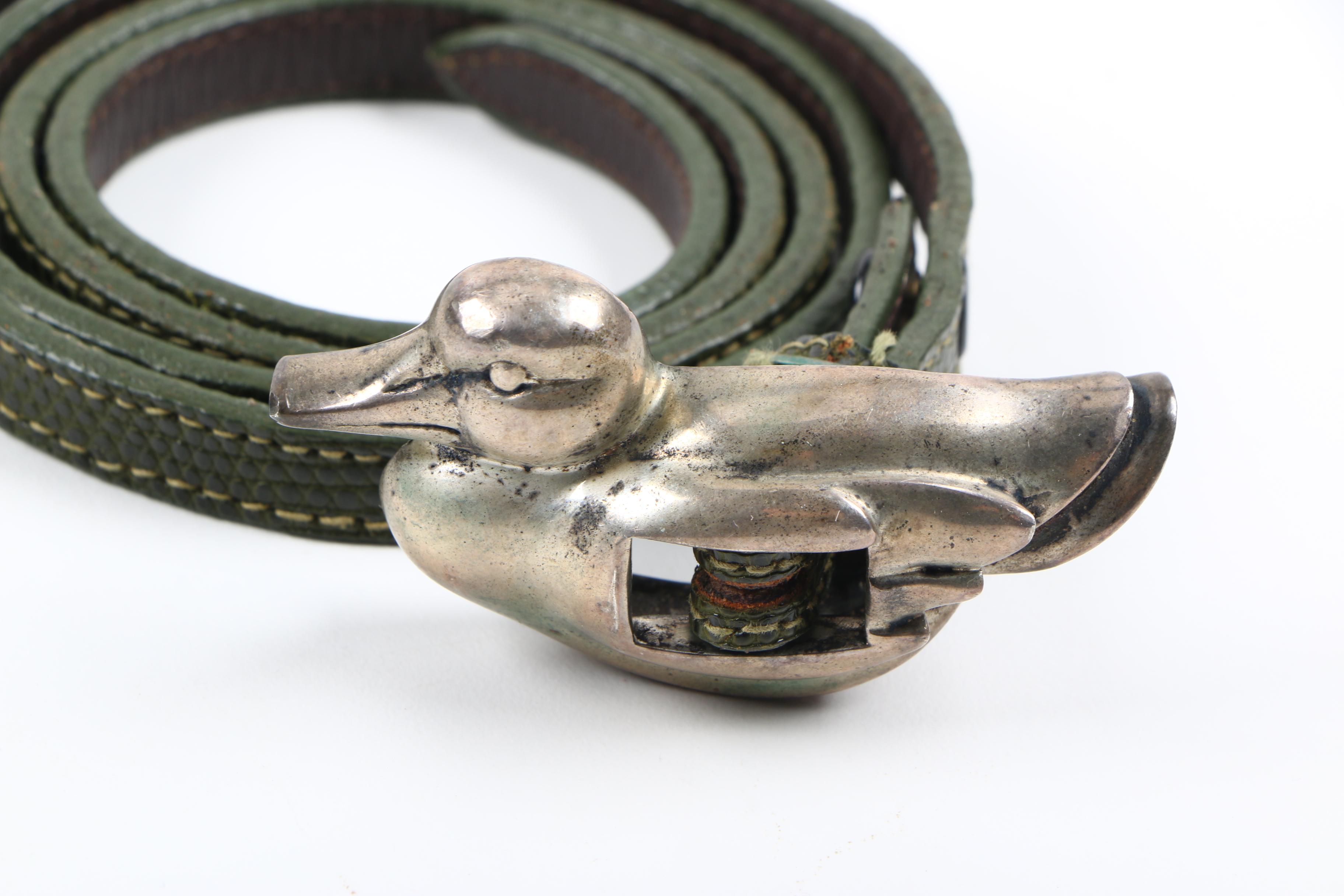 Barry Kieselstein-Cord Green Reptile Belt with Sterling Silver Buckle