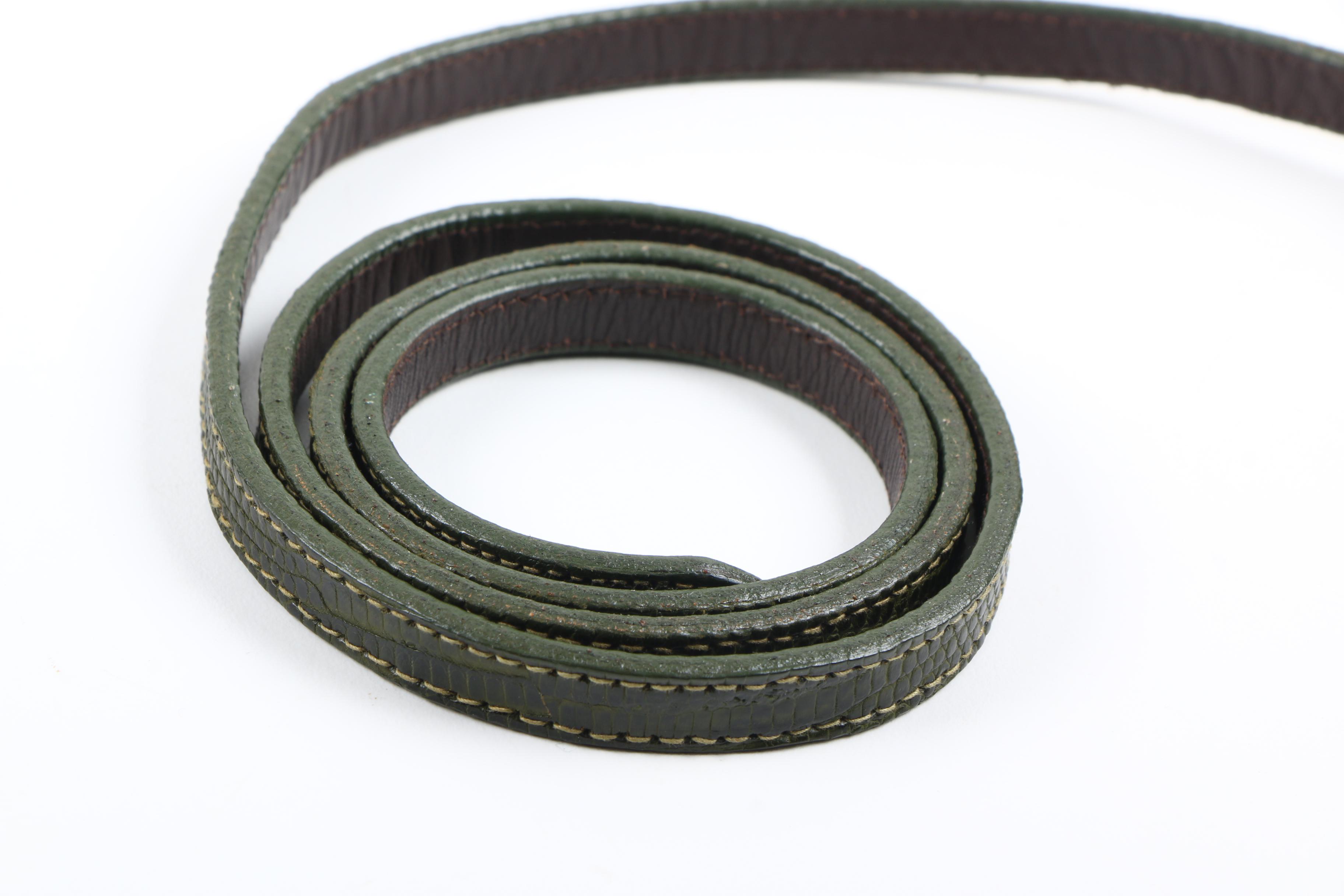 Barry Kieselstein-Cord Green Reptile Belt with Sterling Silver Buckle