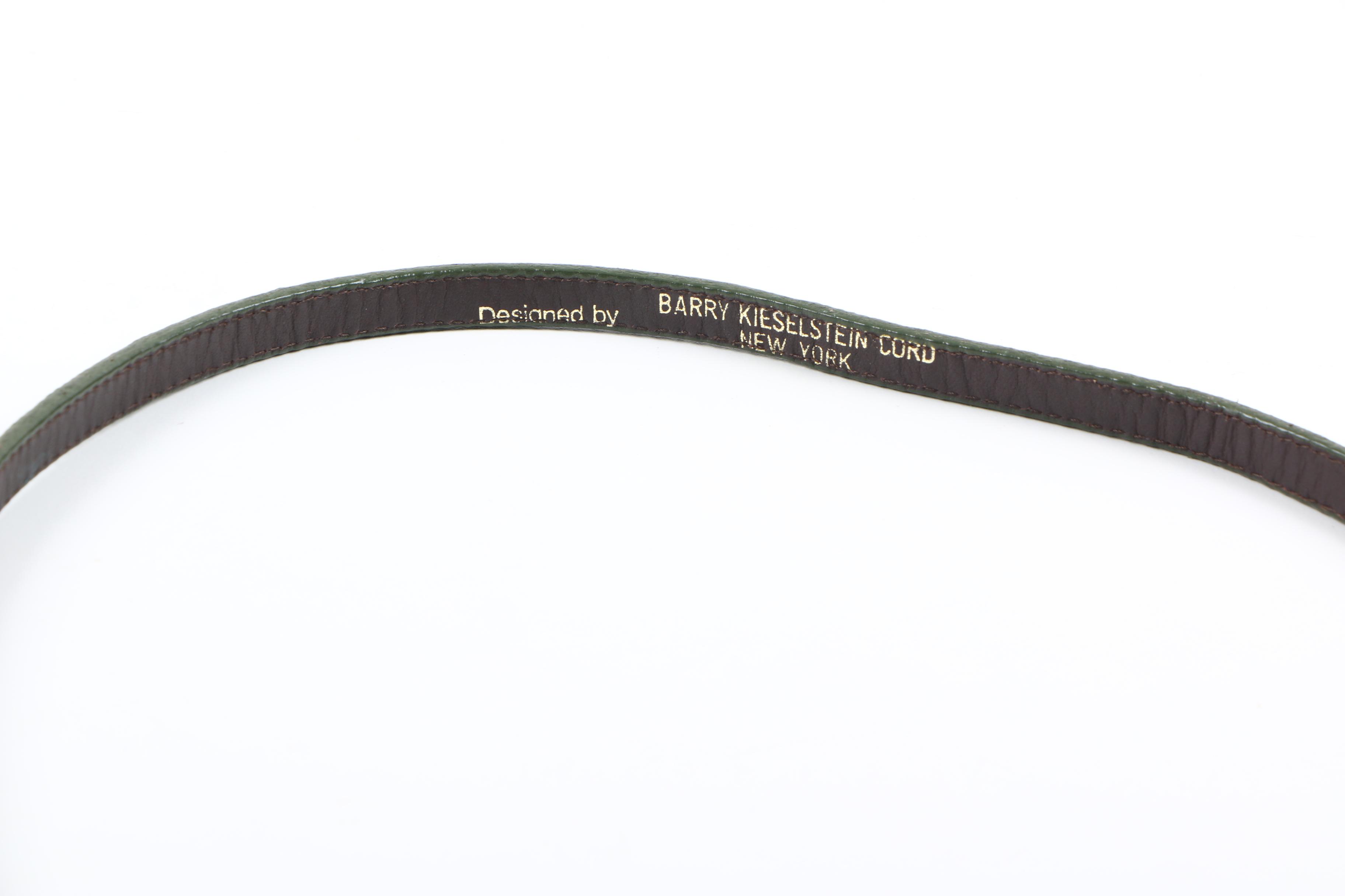 Barry Kieselstein-Cord Green Reptile Belt with Sterling Silver Buckle