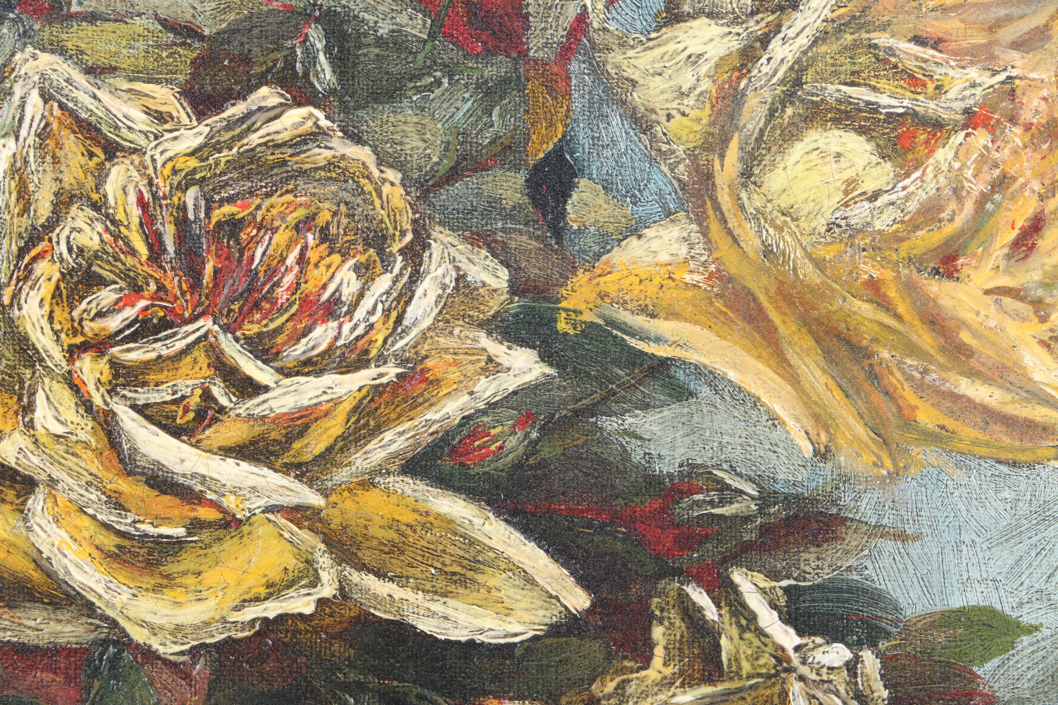 Patty Thum Oil Painting on Canvas of Yellow Roses