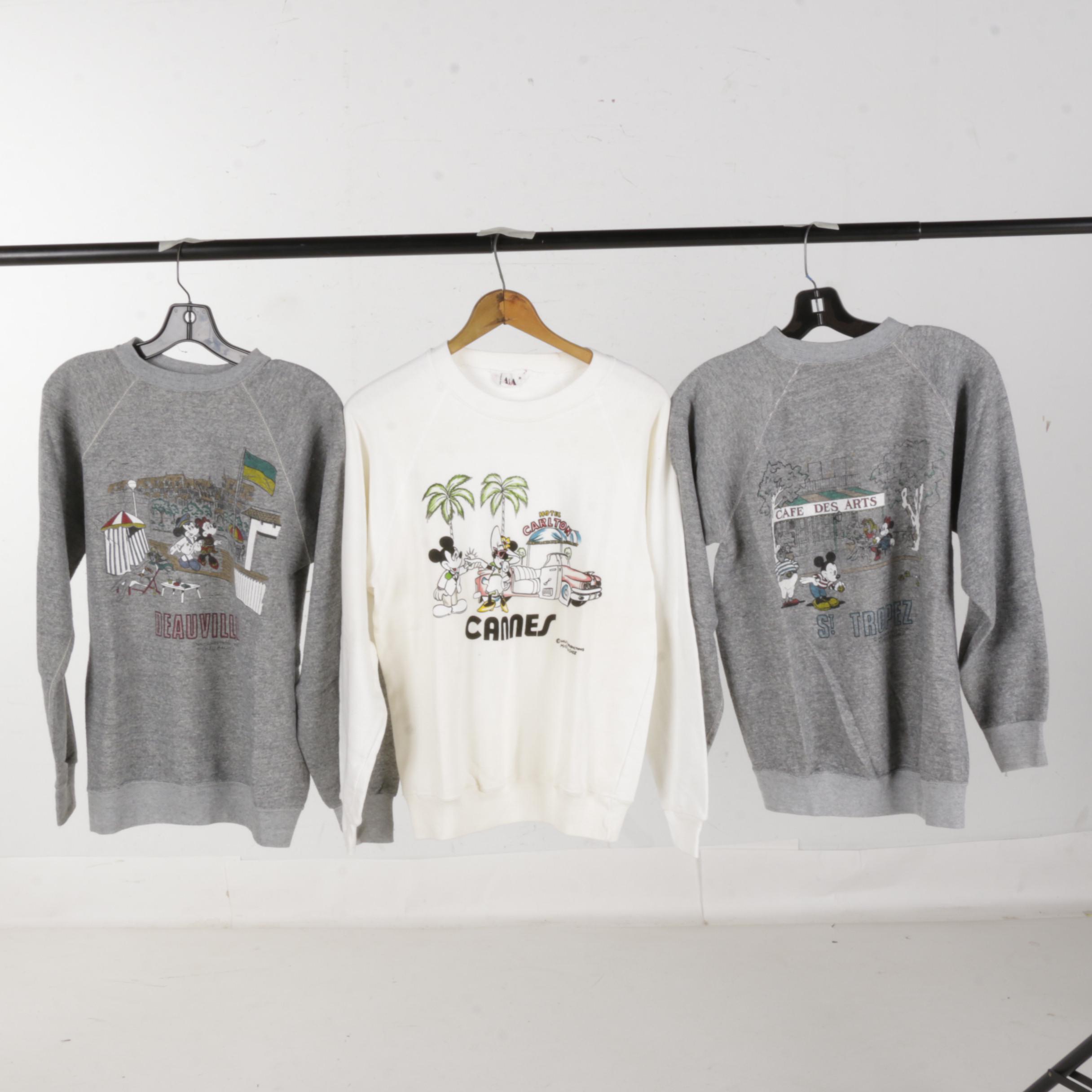1980s Vintage Michael Bachoz Disney France Mickey and Minnie Sweatshirts