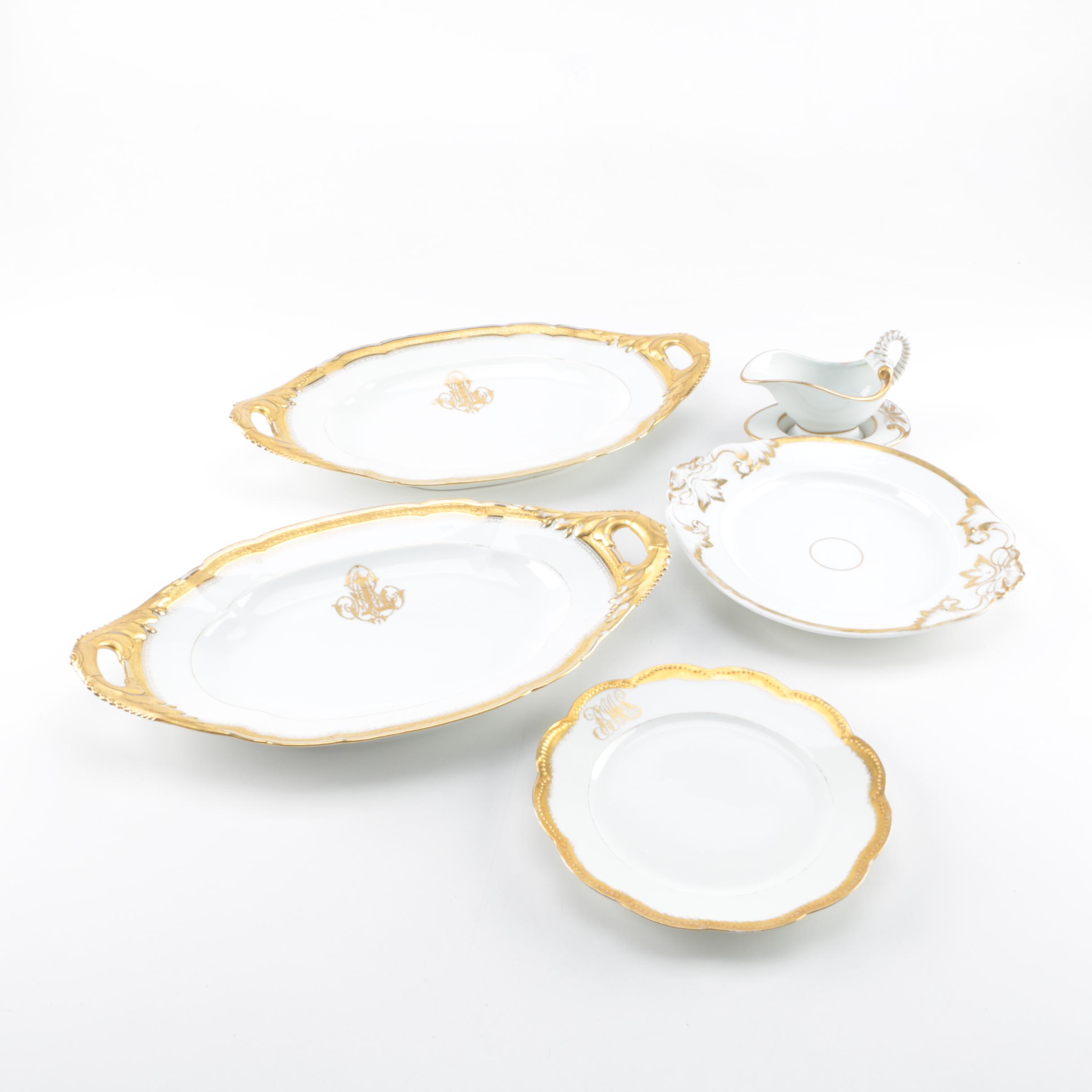 Antique W. Guerin & Cie Porcelain Platters Chandeliers c. 1900 and Others