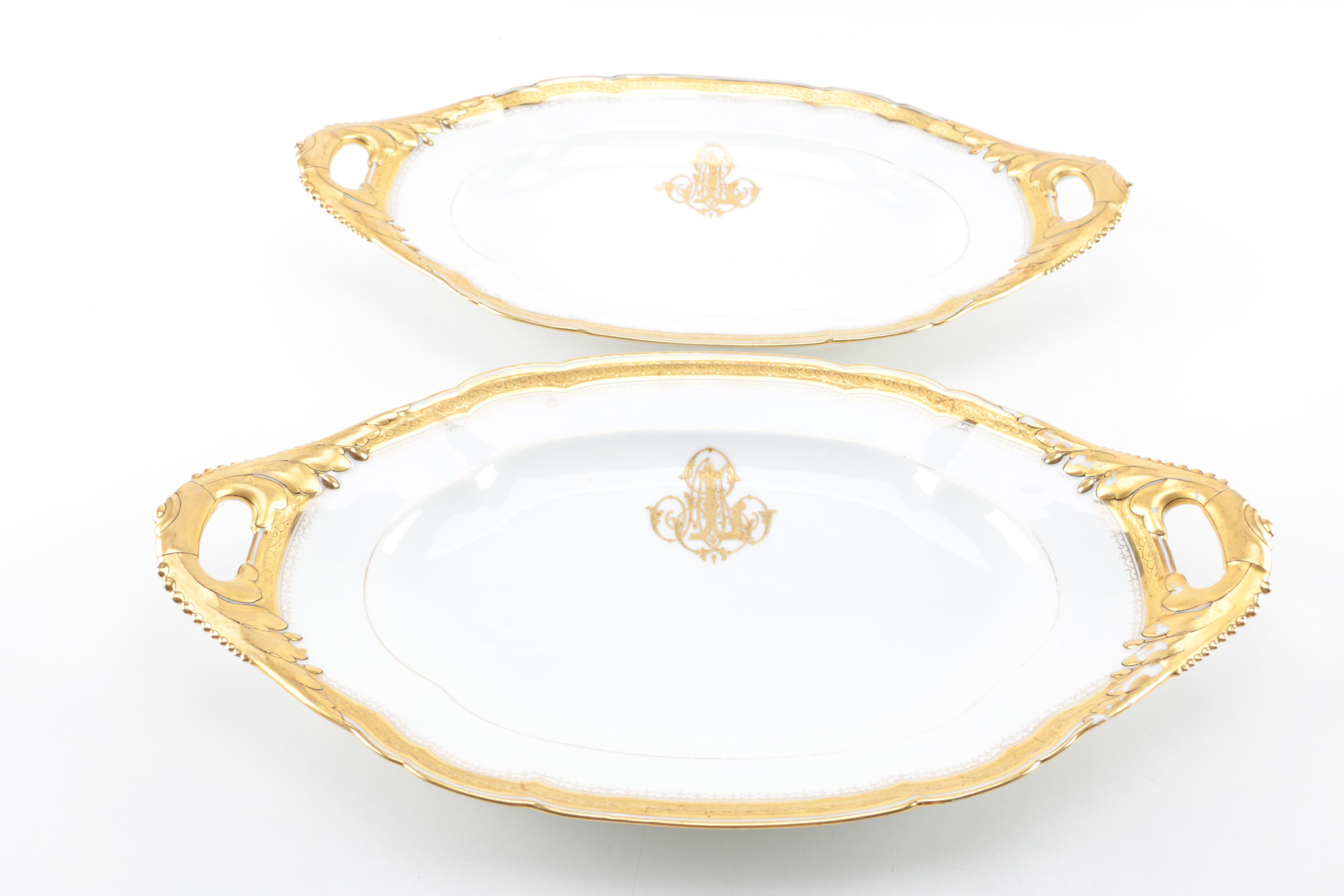 Antique W. Guerin & Cie Porcelain Platters Chandeliers c. 1900 and Others